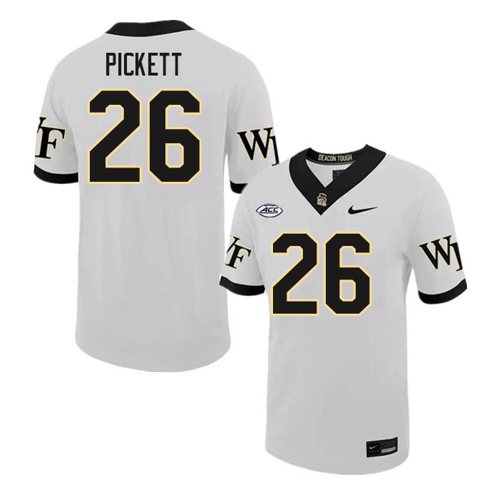 #26 Drew Pickett Wake Forest Demon Deacons College Football Jerseys Stitched-White